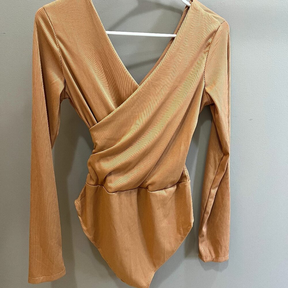 Trendy Long-Sleeve Wrap Bodysuit